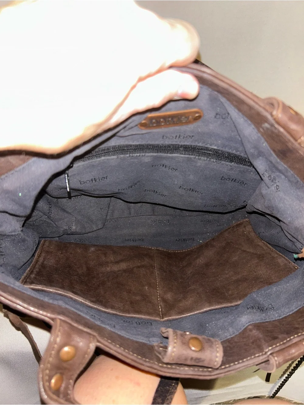 Botkier Dark Brown Leather Hobo with Top Handles and Chain Strap
